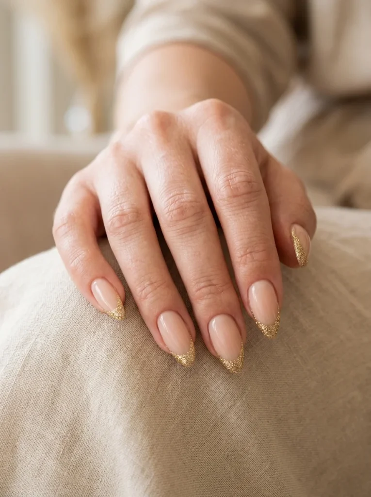 Gold Glitter French Tips