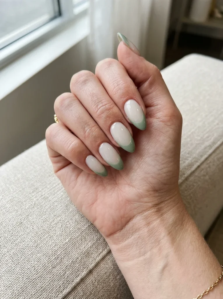 Green French Tip Nails