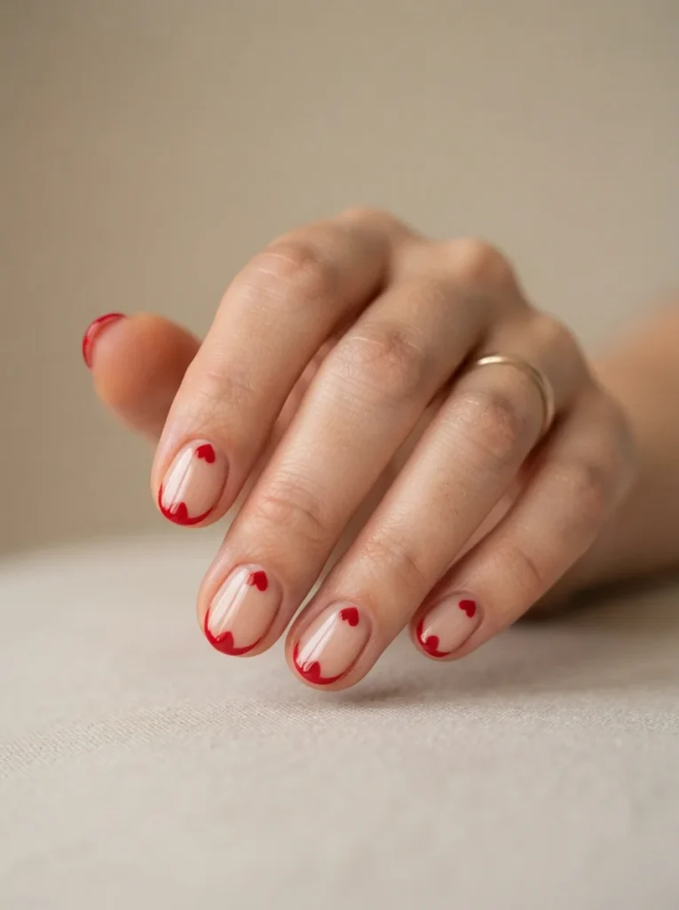 Heart French Tip Nails