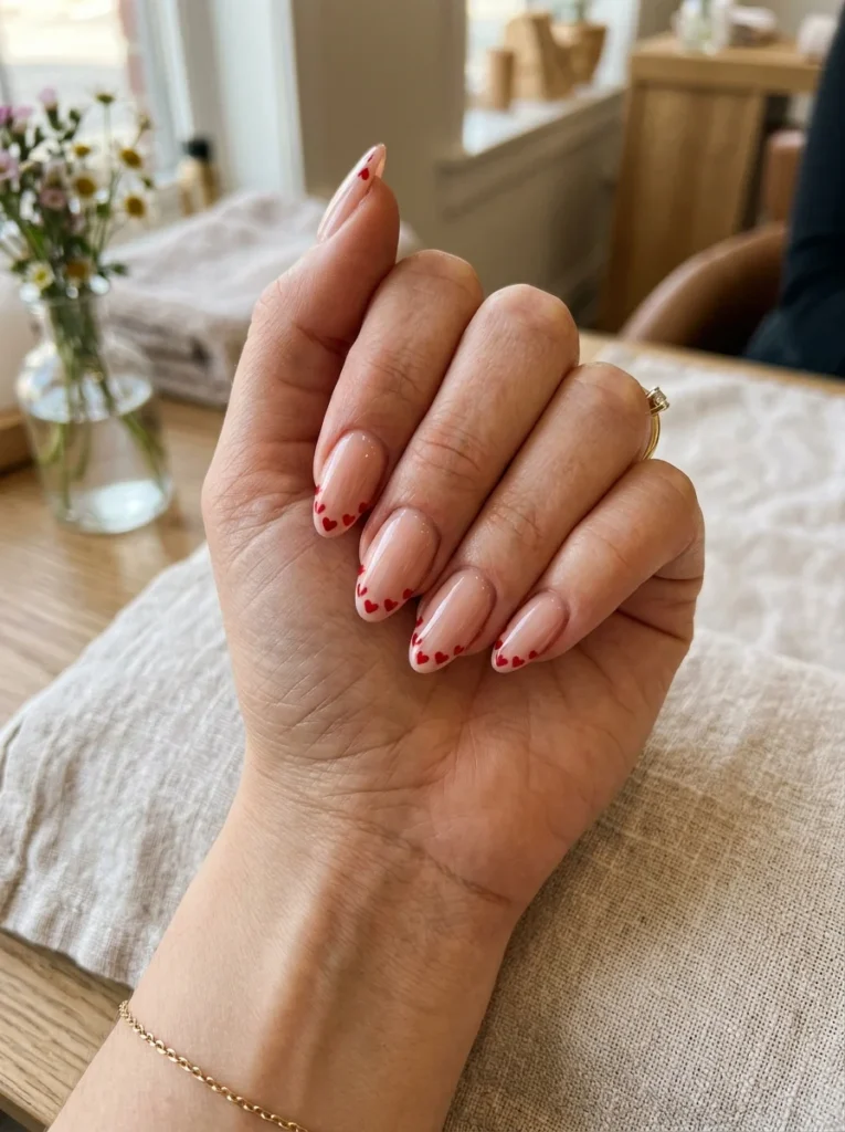Heart French Tip Nails