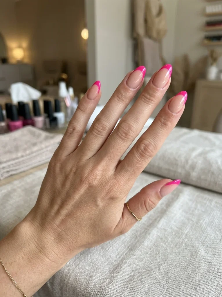 Hot Pink French Tip Nails