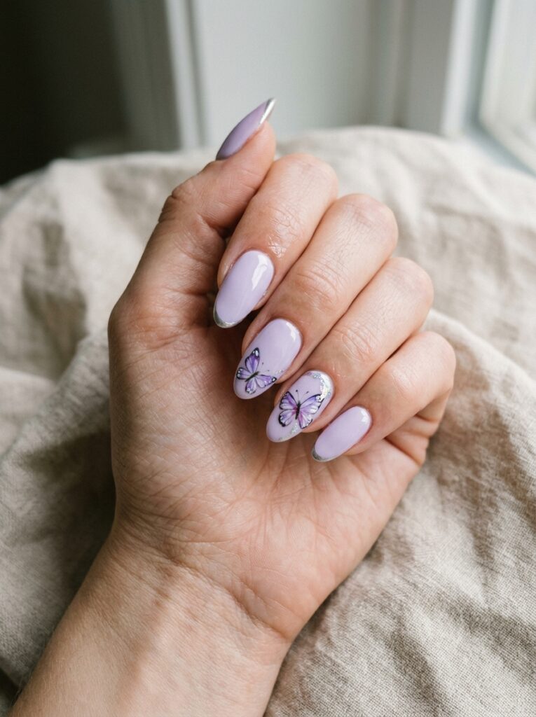 Lavender Butterfly Nails