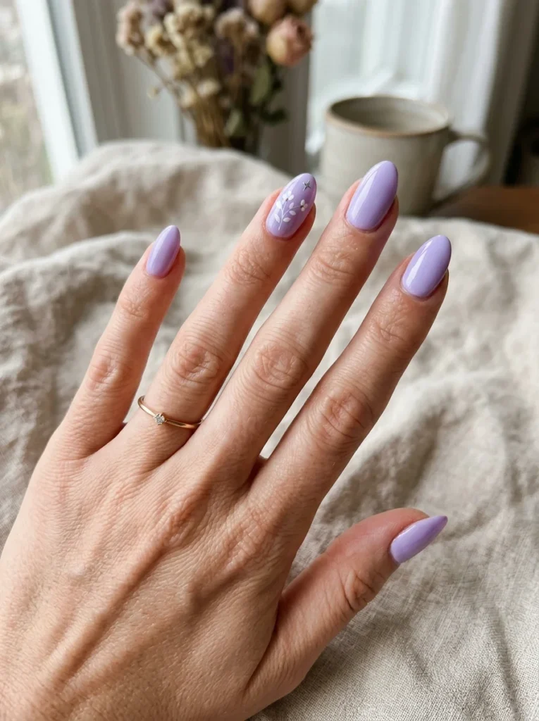 Lavender Short Almond Nails