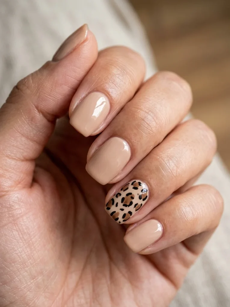 Leopard Print Accent Nail