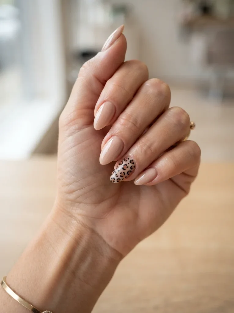 Leopard Print Accent Nails