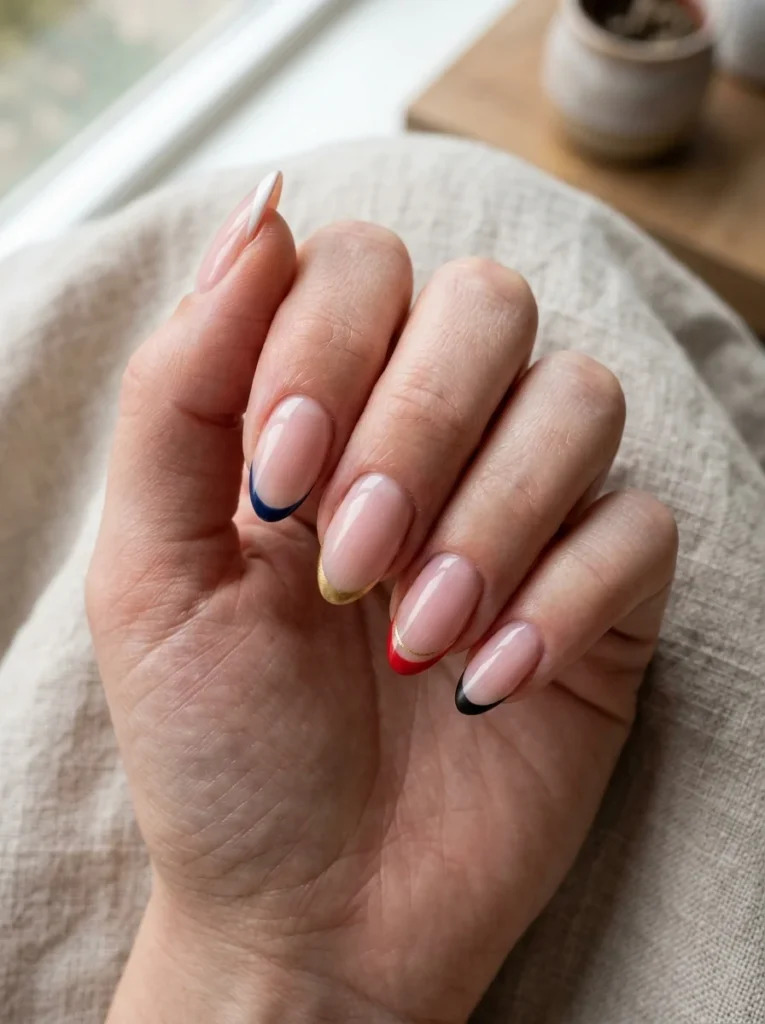 Micro-French Almond Nails
