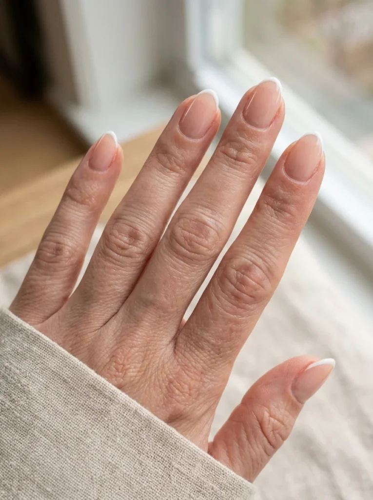 Micro French Tip Almond Nails