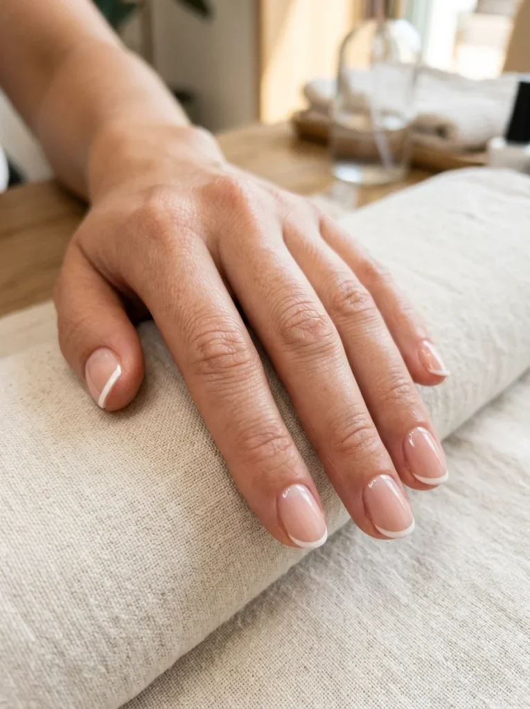 Micro French Tips on Short Nails