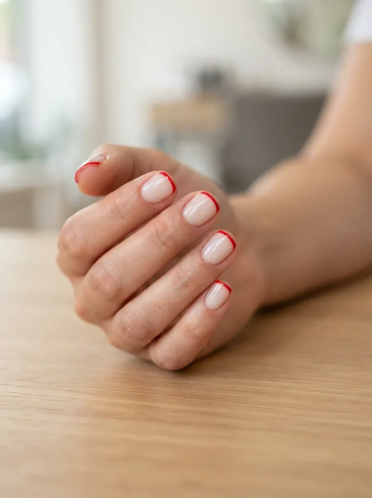 Micro Red French Tip Nails