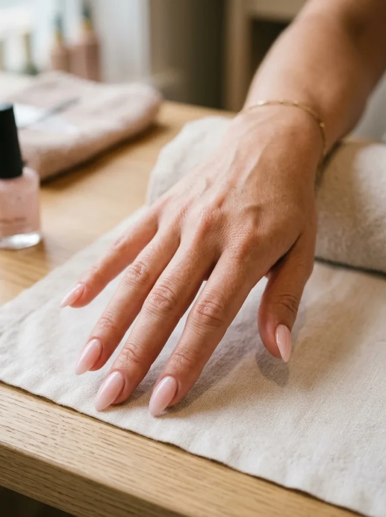 Milky Pink Almond Nails