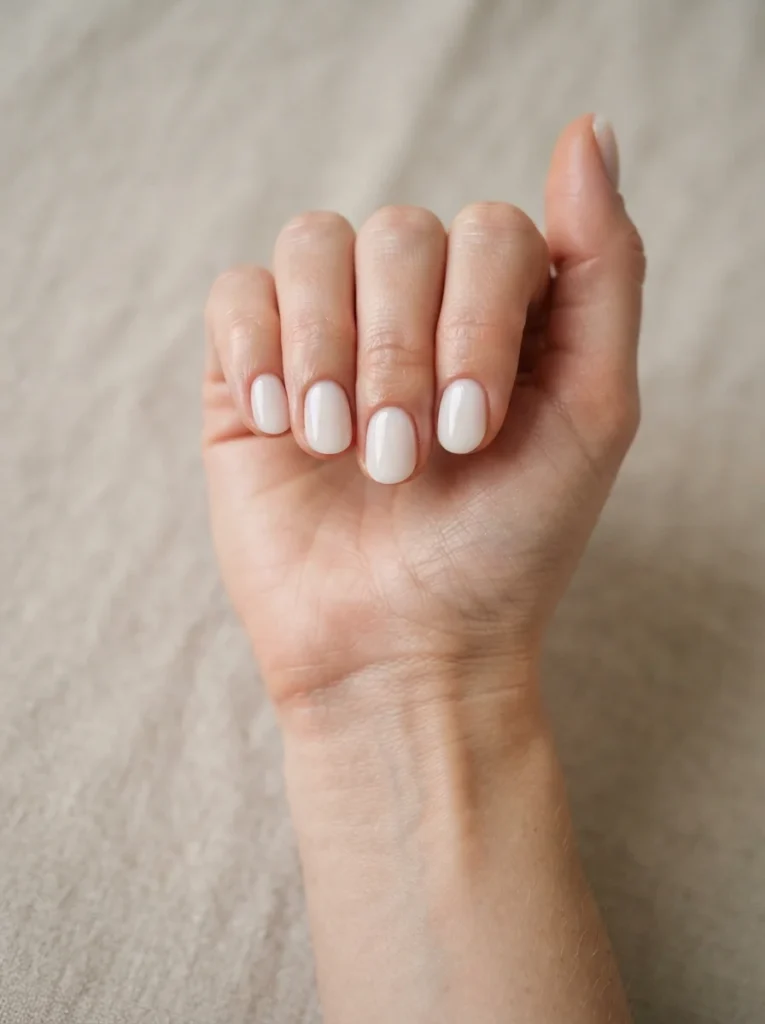 Milky White Short Acrylic Nails