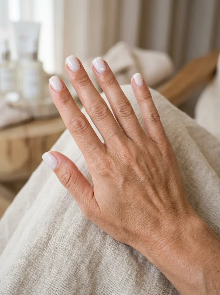 Milky White Short Nails