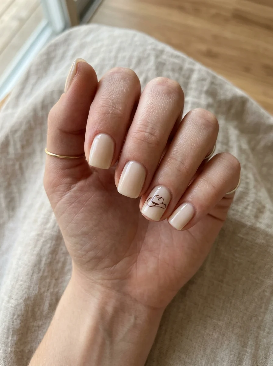 Minimal Cowboy Hat Nail Art