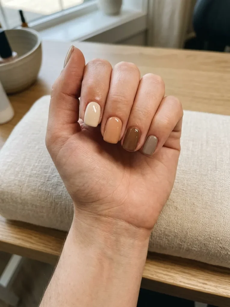 Mixed Neutral Acrylic Nails