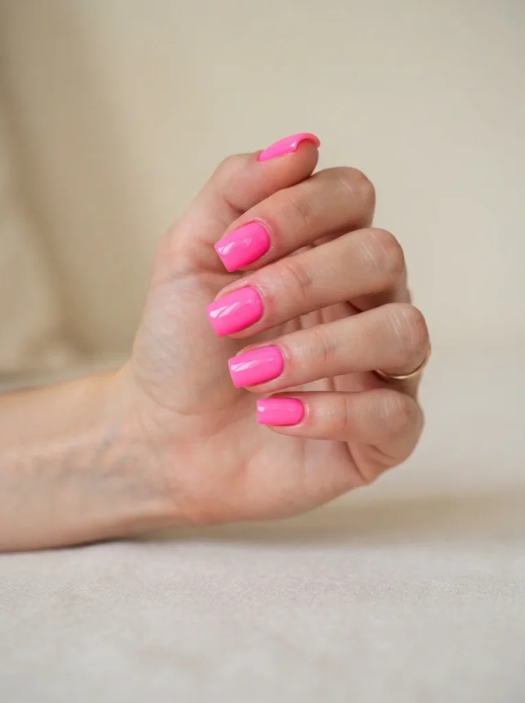 Neon Pink Acrylic Nails