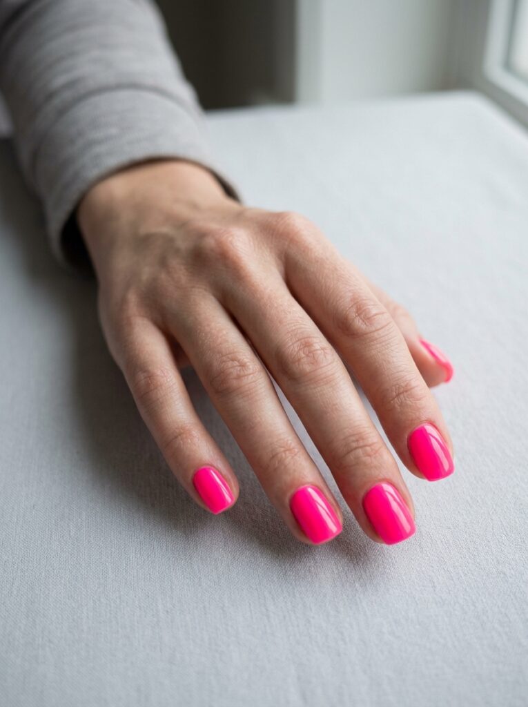 Neon Pink Gel Nails