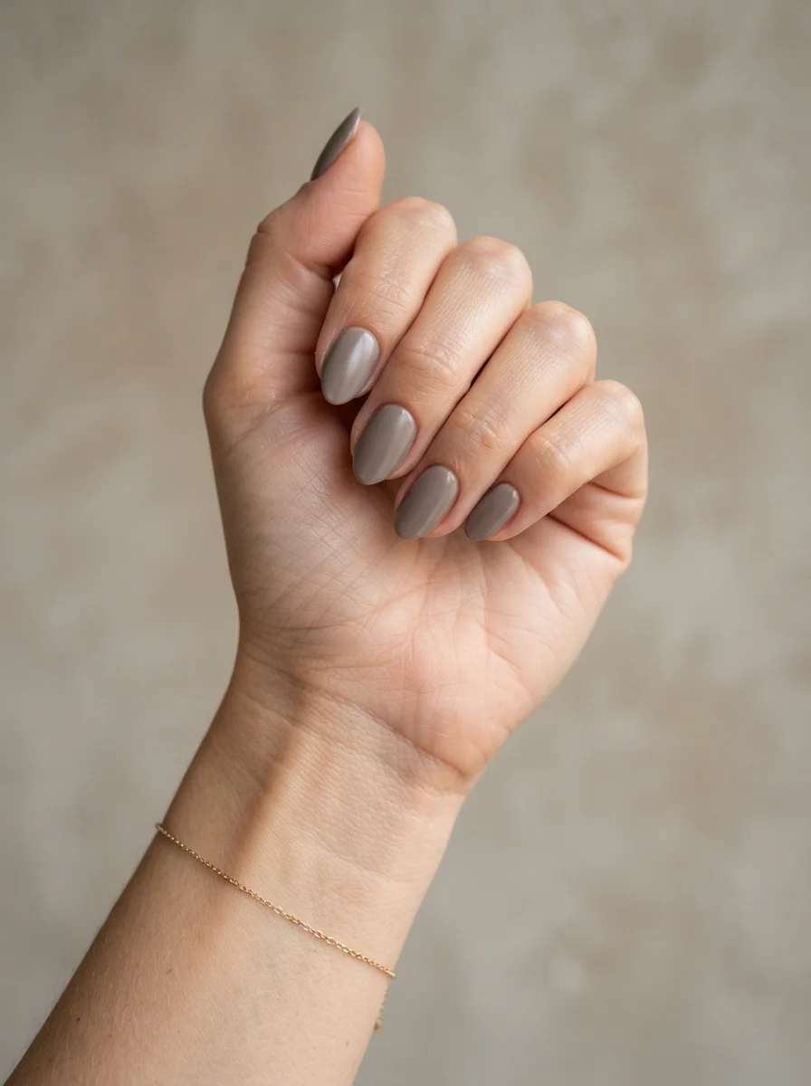 Neutral Taupe Acrylic Nails