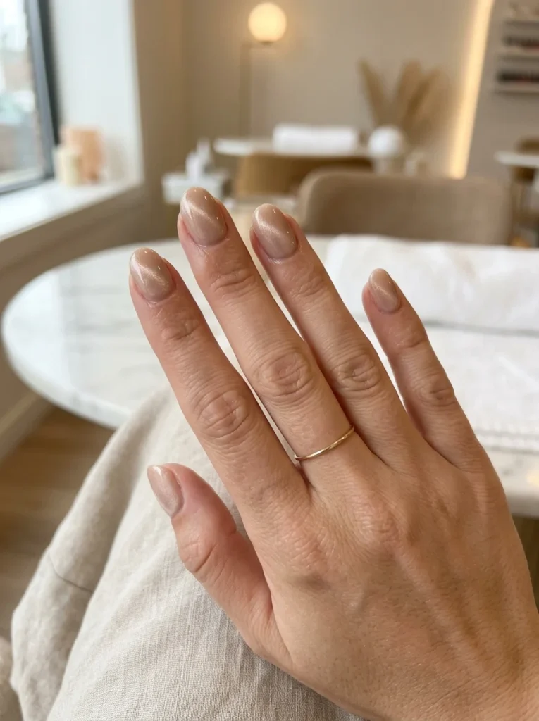 Nude Cat Eye Nails
