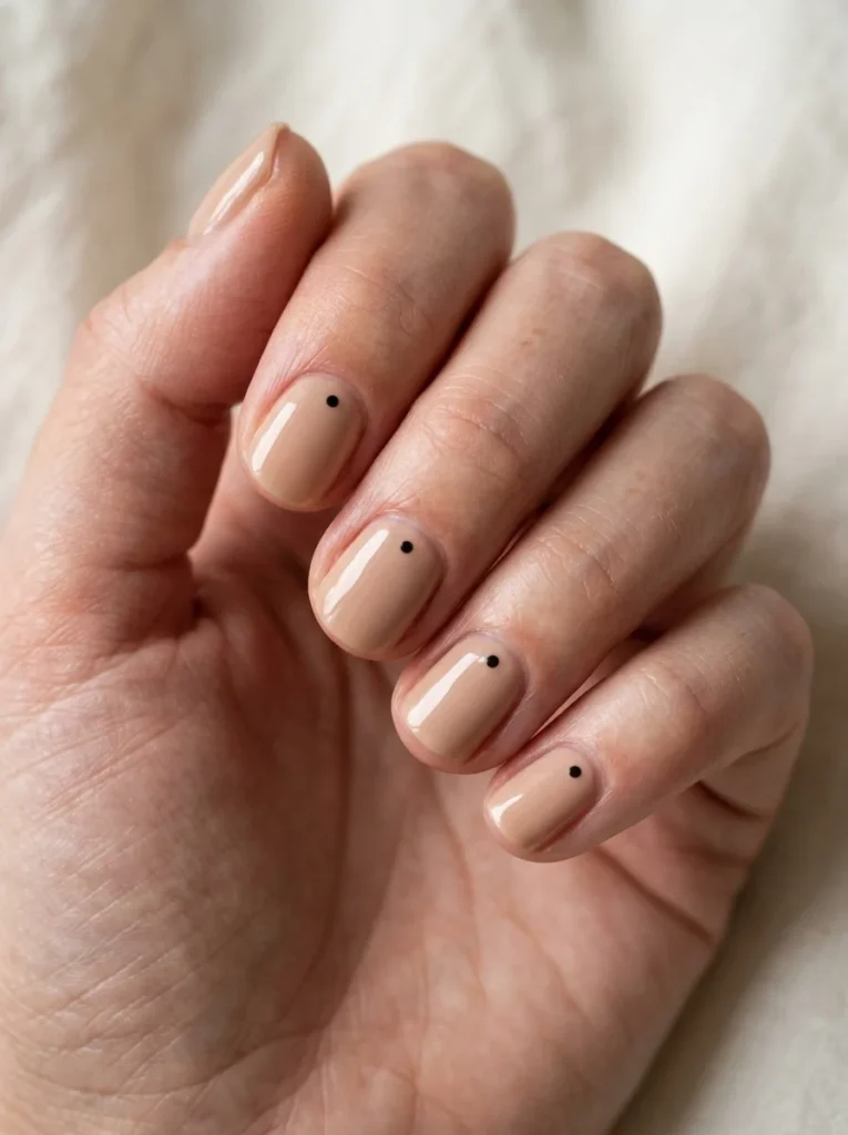 Nude Nails With Tiny Dots