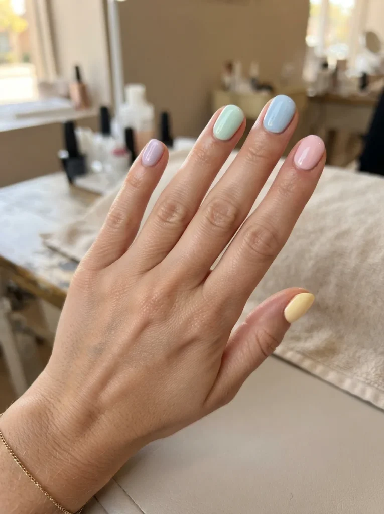 Pastel Color Mix Nails