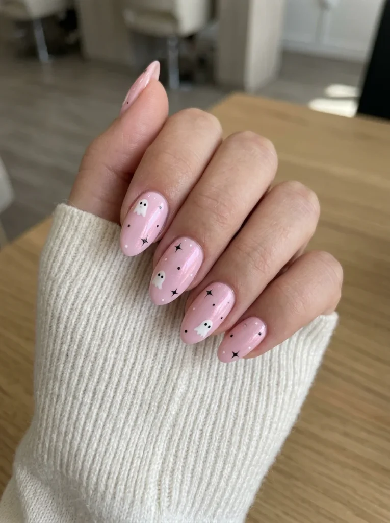 Pastel Pink Ghost Nails
