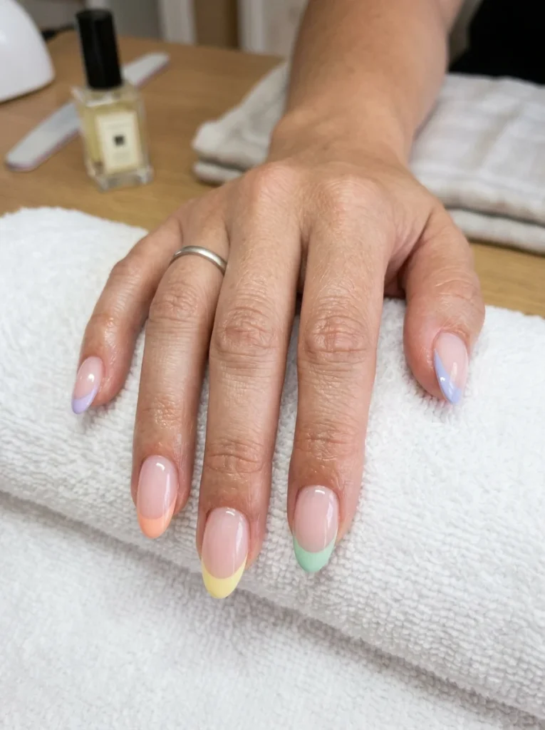 Pastel Rainbow French Tips