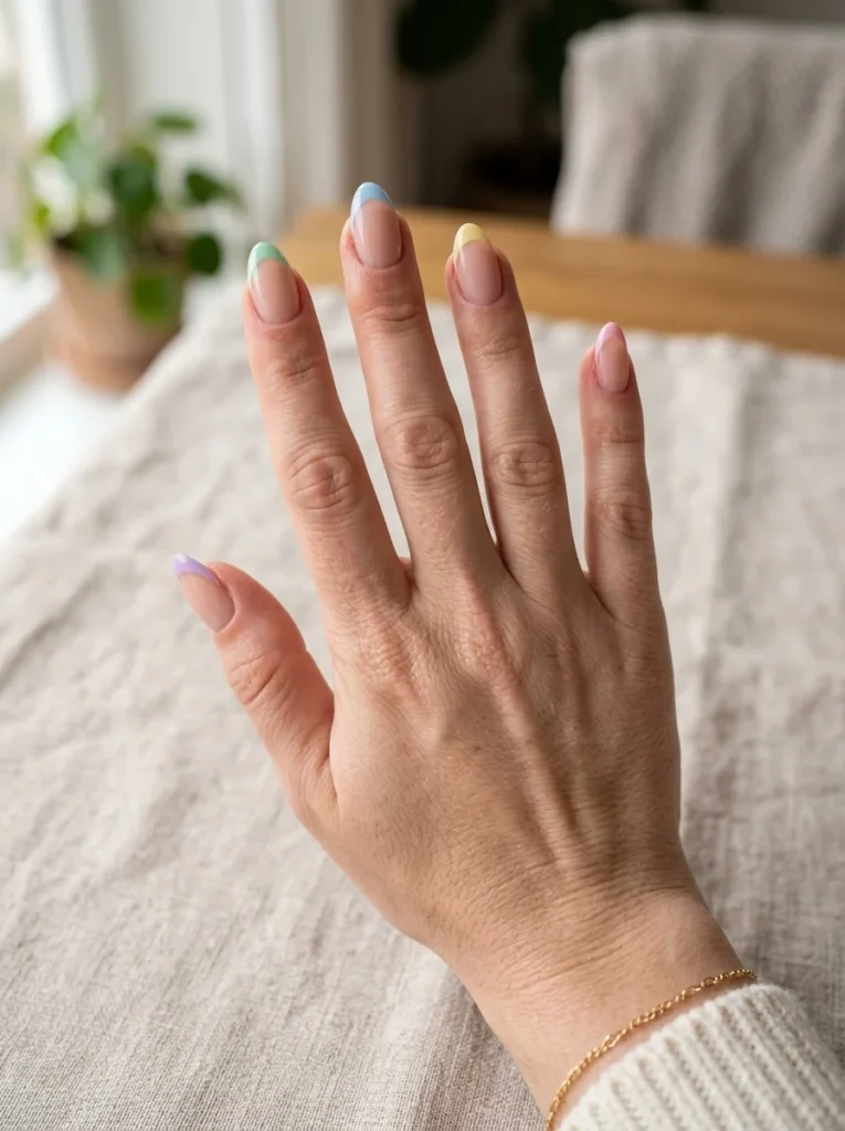 Pastel Rainbow French Tips