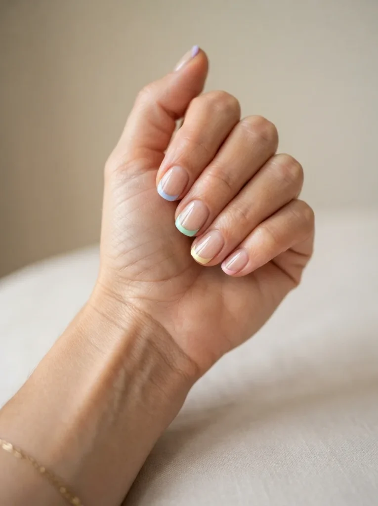 Pastel Rainbow French Tips