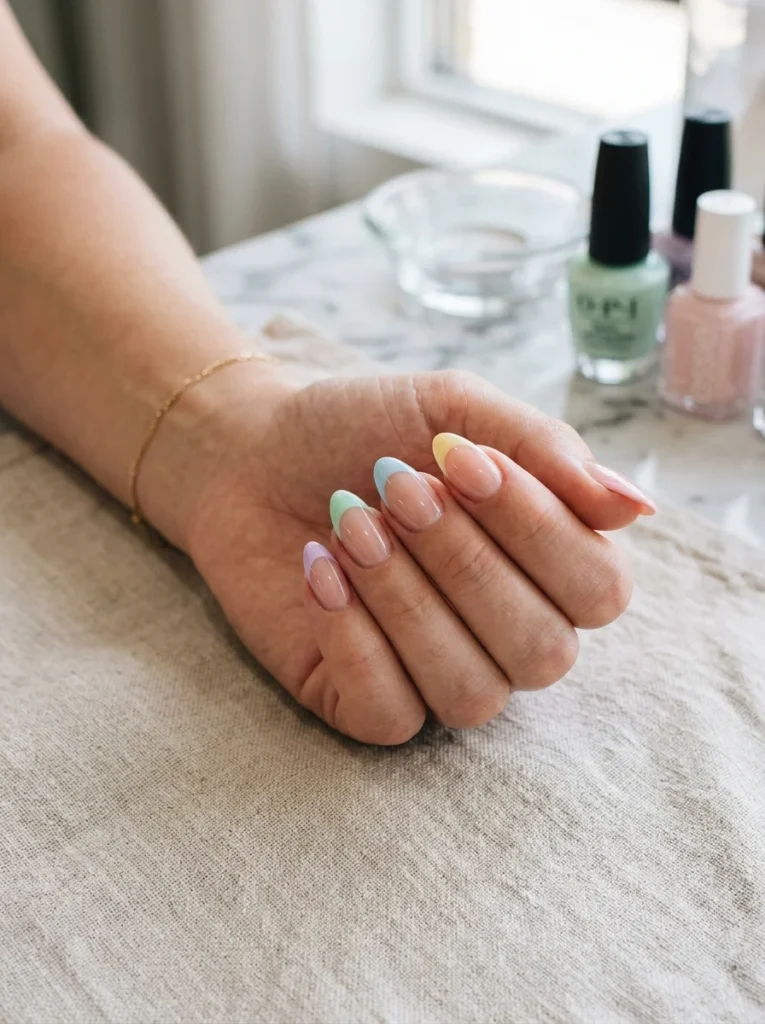 Pastel Rainbow French Tips