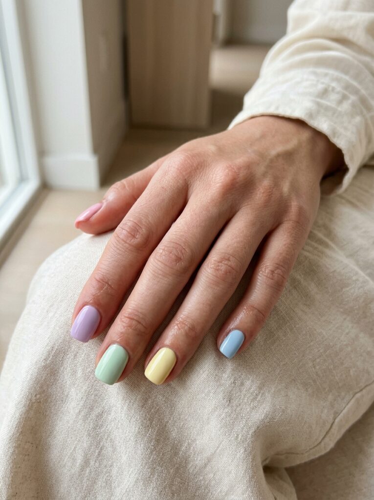 Pastel Rainbow Nails