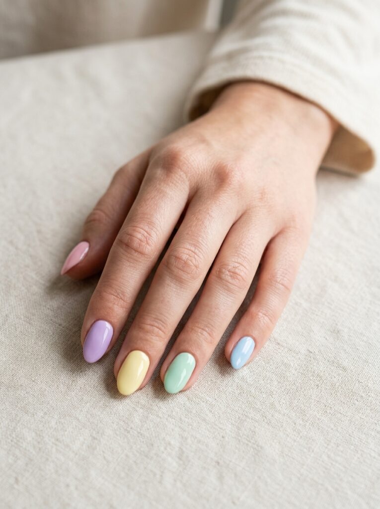 Pastel Rainbow Nails