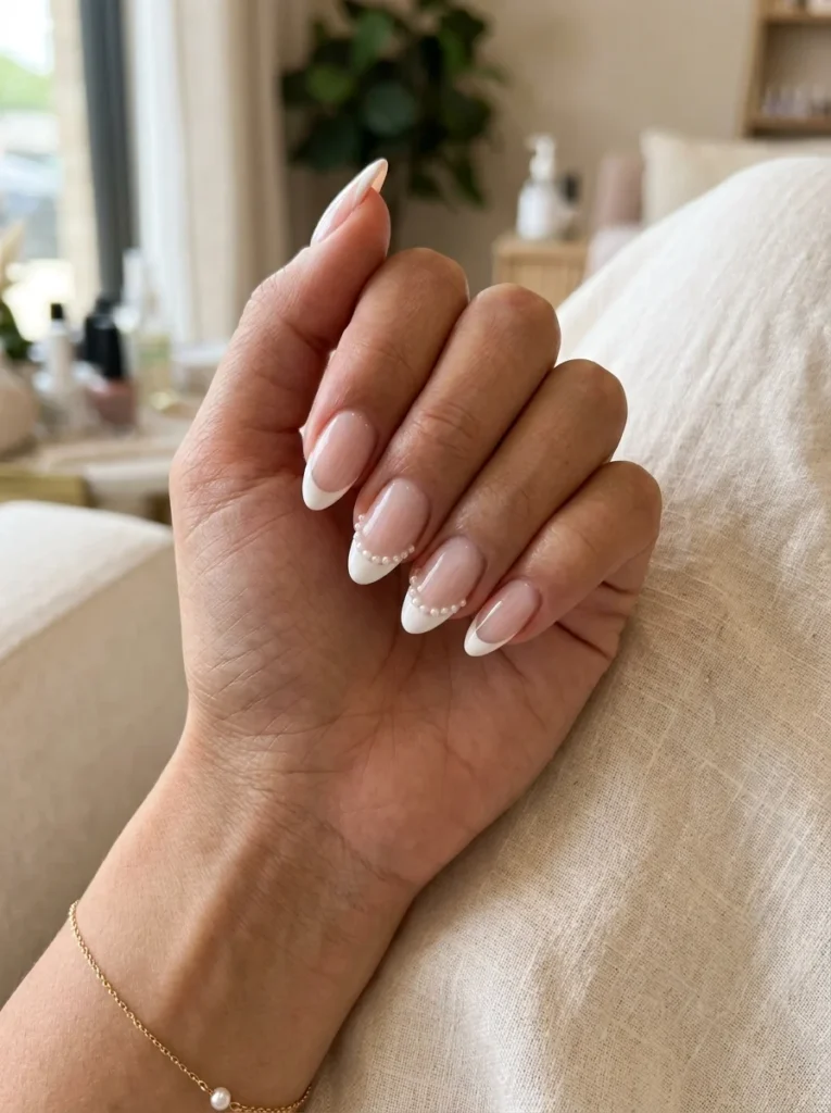 Pearl French Tip Nails