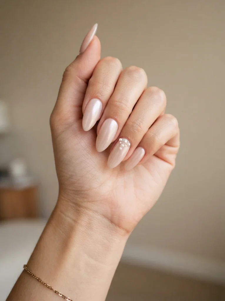 Pearl Long Acrylic Nail Designs
