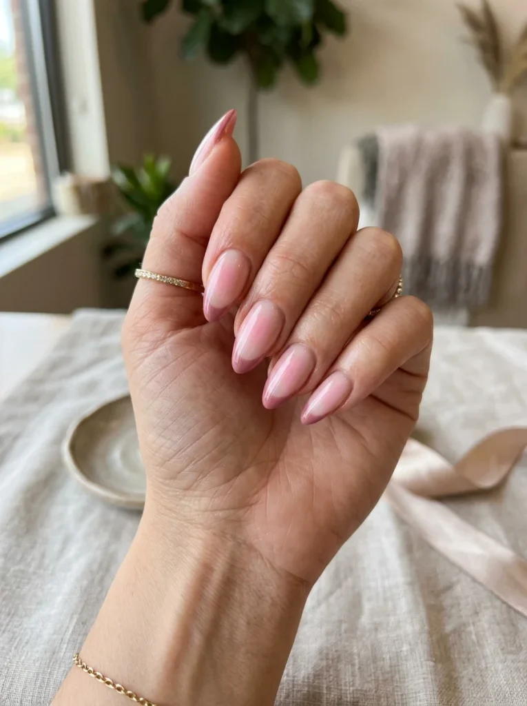 Pink Aura French Tip Nails