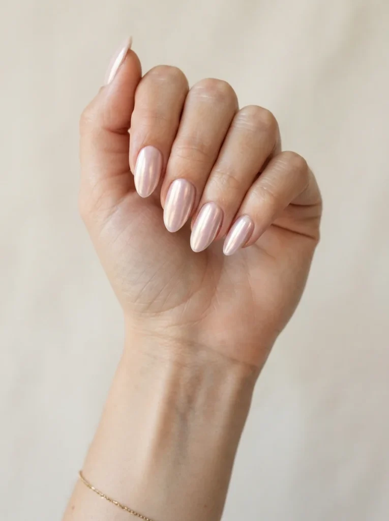 Pink Chrome Acrylic Nails