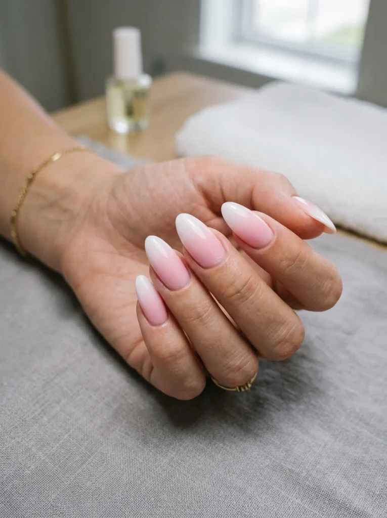 Pink Ombré Almond Nails