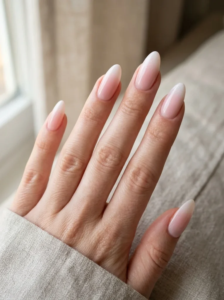Pink Ombré Almond Nails