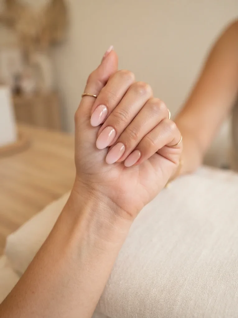 Pink-to-Nude Ombré Acrylic Nails