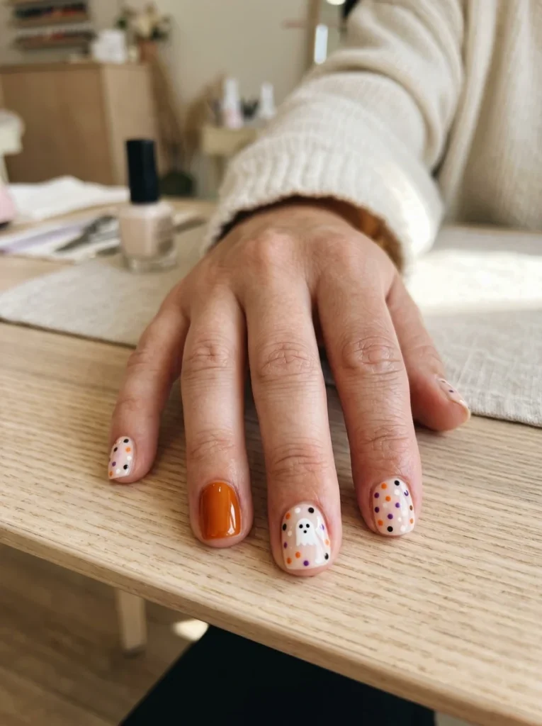 Polka-Dot Halloween Nails