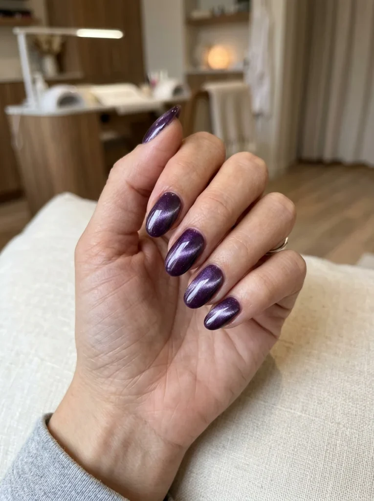 Purple Cat Eye Nails
