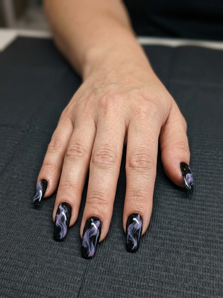 Purple Smoke Blooming Gel Nails