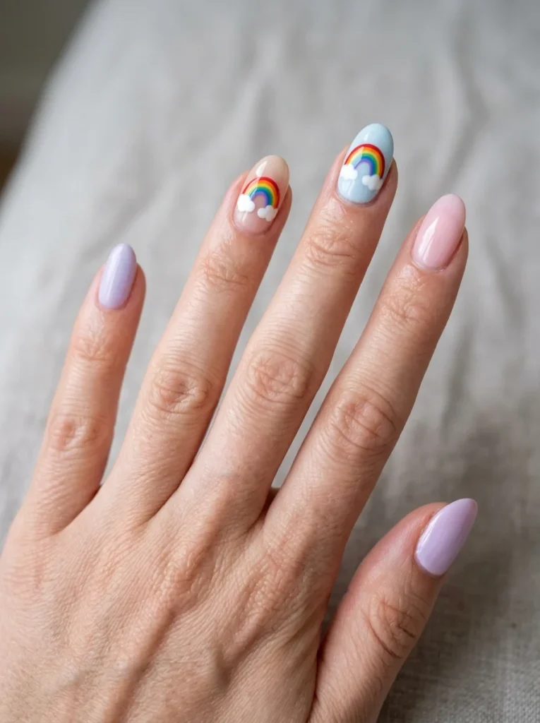 Rainbow Cloud Nails