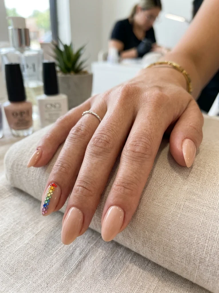 Rainbow Gem and Rhinestone Nails