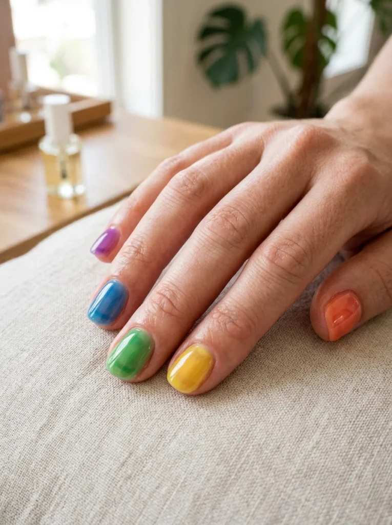 Rainbow Jelly Nails