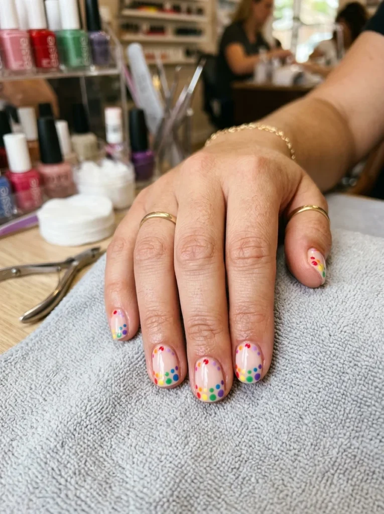 Rainbow Polka Dot Nails