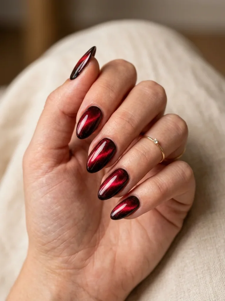 Red Cat Eye Nails