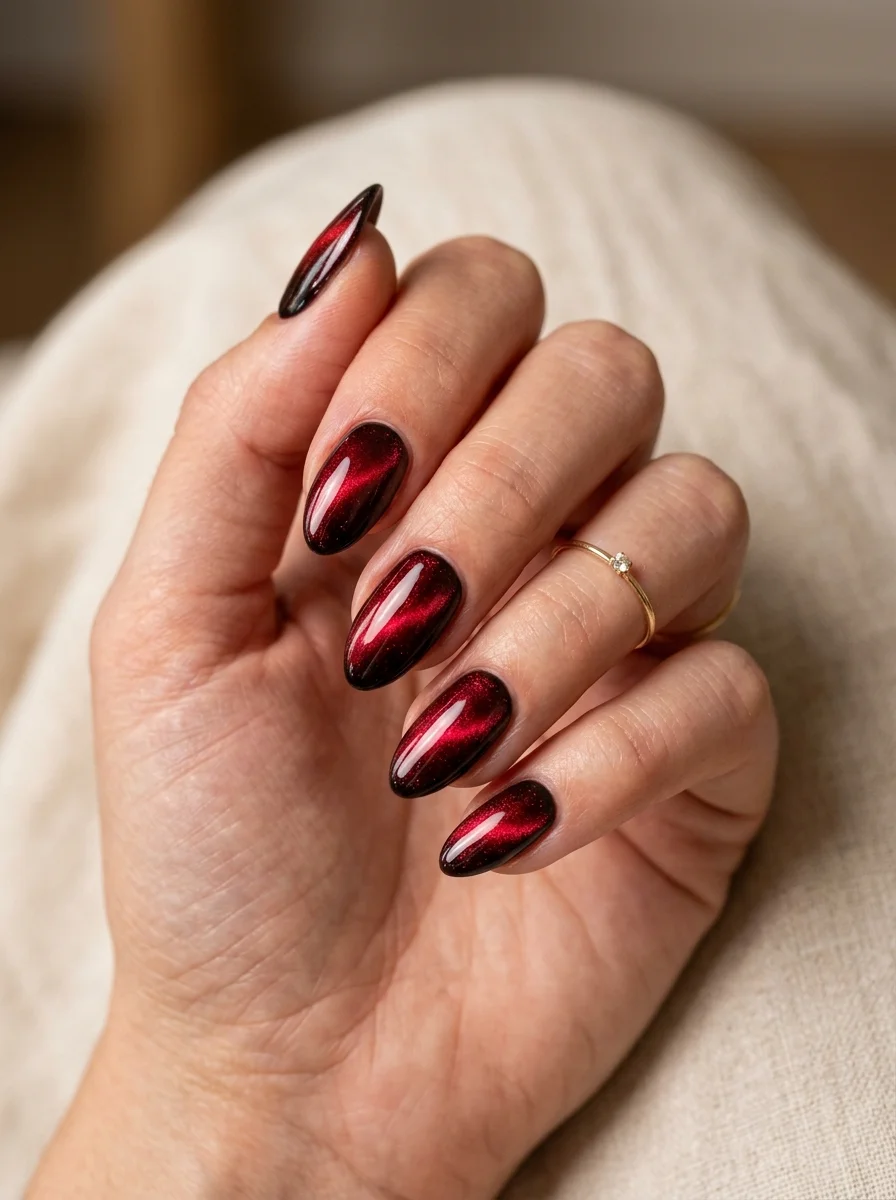 Red Cat Eye Nails