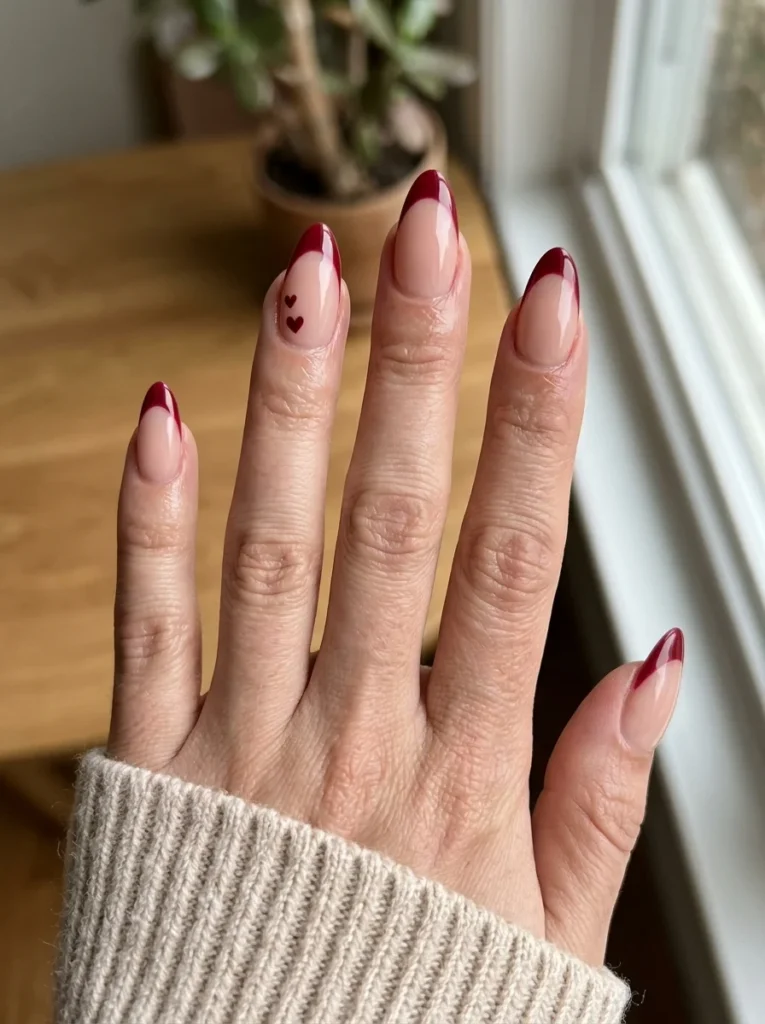 Red French Tip Almond Nails