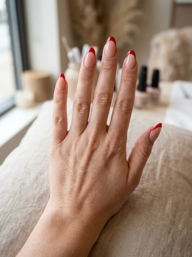 Red French Tip Nails