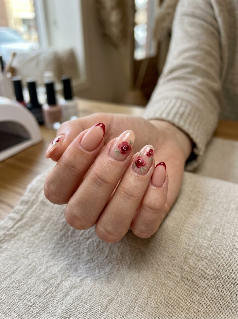Red Rose Blooming Gel Nails